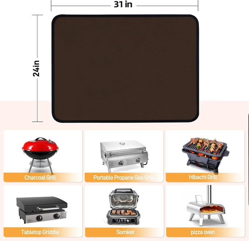 Amerbro 24 x 31in Fireproof Grill Mats for Outdoor Grill to Protect Your Grill Table - Heat Resistant Grill Table Mat - Waterproof & Oilproof BBQ Mat - Brown（1mm） - Image 5