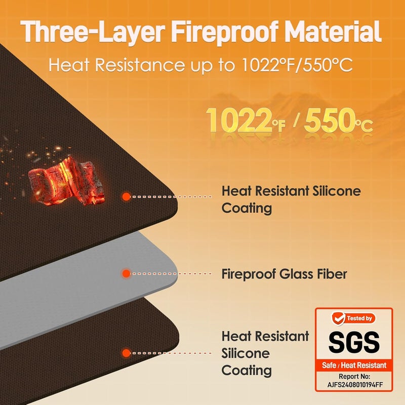 Amerbro 24 x 31in Fireproof Grill Mats for Outdoor Grill to Protect Your Grill Table - Heat Resistant Grill Table Mat - Waterproof & Oilproof BBQ Mat - Brown（1mm） - Image 2