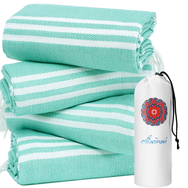 Antfuny 4 Pack Turkish Beach Towels Quick Dry Sand Free Oversized Bath Pool Swim Towel Extra Large XL Blanket Adult Travel Cruise Accessories Must Haves Clearance Stuff Necessities Vacation Essentials - Image 1