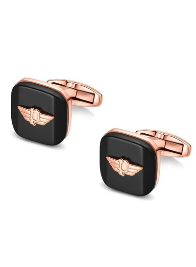 POLICE Square Cufflinks For Men Rose Gold Plated and Silver Color