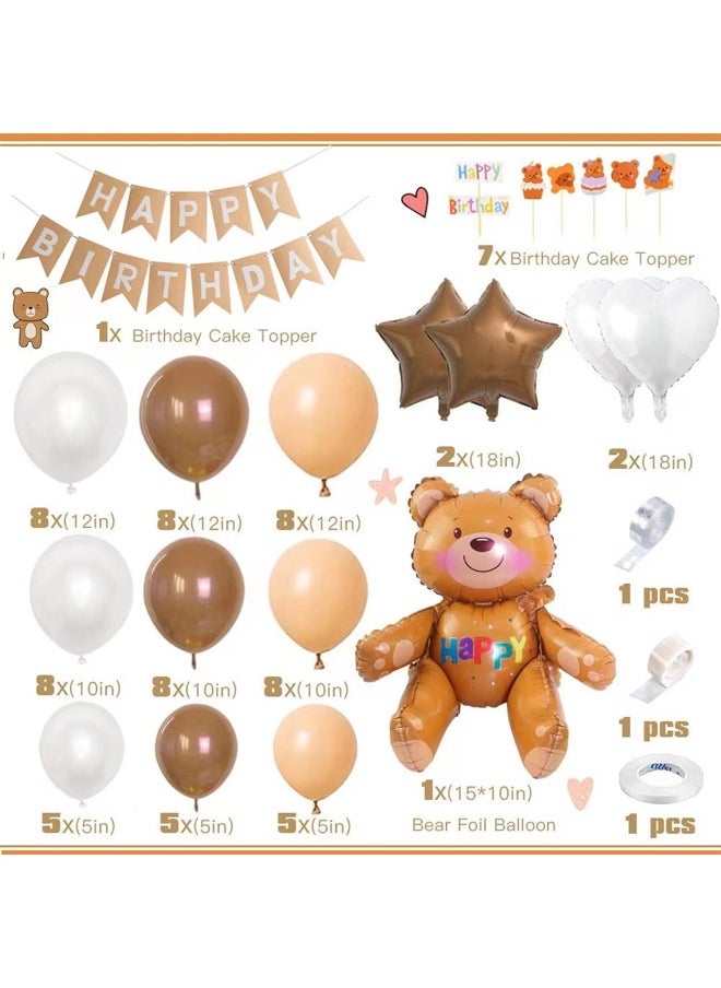 Zeemey - 79-pcs Cute Bear Latex Balloon Arch Garland Set with Happy Birthday Banner,Perfect for Graduation Baby Shower Wedding Birthday Bachelorette Party Backdrop Decoration,Suitable for Indoor and Outdoor - Image 1