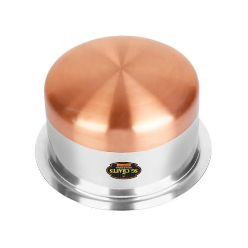 SG CRAFTS Steel Copper Bottom Patila/Tope Set of 1 pcs | Gas Stove and Induction Compatible, Patila, Container Cookware Pot Set, Capacity-(3 Litre) - Image 4