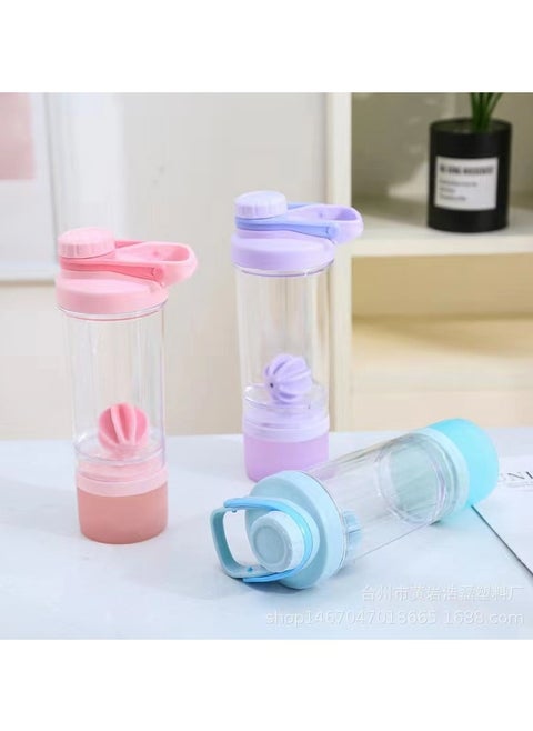 Protein Shaker Bottle Non-Slip 2 Layer Leak-Proof Blender Bottle with Supplement Storage Compartment Pack of 3