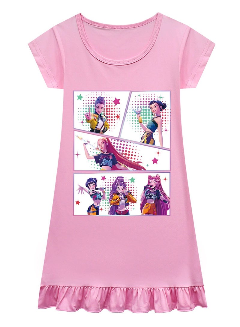 general K-POP Demon Hunter Group Print Dress Soft Breathable Daily Outfit Multiple Sizes Stylish Costume for Fans - Image 1