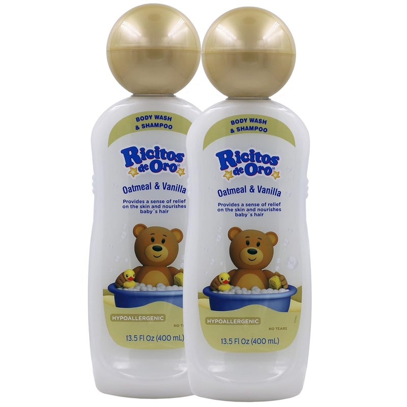 Ricitos de Oro Baby Shampoo and Body Wash Formula with Oats and Vanilla Hypoallergenic TearFree Body Wash and Shampoo 2Pack of 135 Fl Oz Each 2 Bottles - Image 3