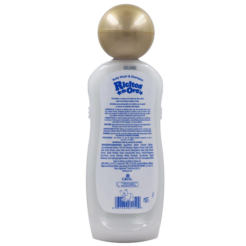 Ricitos de Oro Baby Shampoo and Body Wash Formula with Oats and Vanilla Hypoallergenic TearFree Body Wash and Shampoo 2Pack of 135 Fl Oz Each 2 Bottles - Image 5