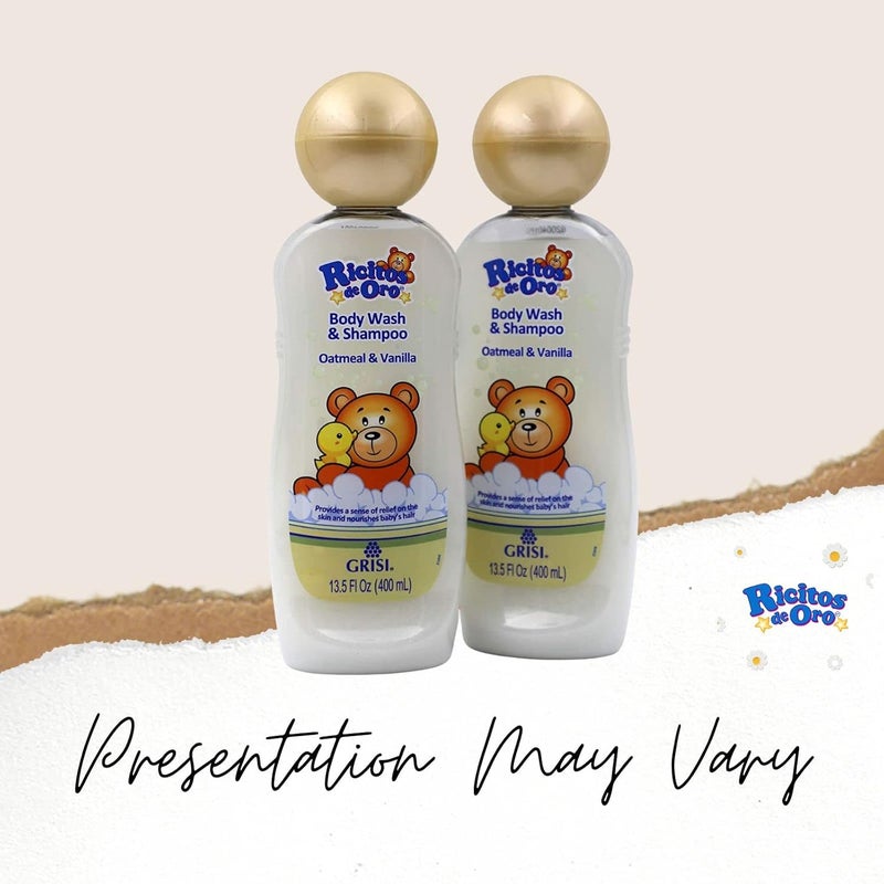 Ricitos de Oro Baby Shampoo and Body Wash Formula with Oats and Vanilla Hypoallergenic TearFree Body Wash and Shampoo 2Pack of 135 Fl Oz Each 2 Bottles - Image 2