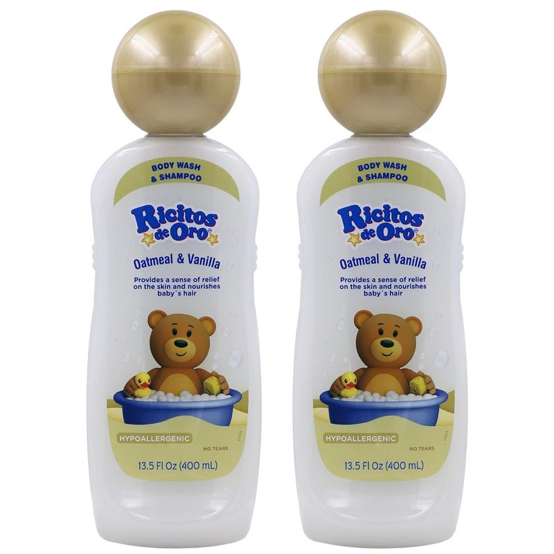Ricitos de Oro Baby Shampoo and Body Wash Formula with Oats and Vanilla Hypoallergenic TearFree Body Wash and Shampoo 2Pack of 135 Fl Oz Each 2 Bottles - Image 1