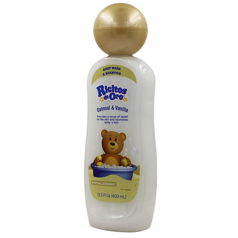 Ricitos de Oro Baby Shampoo and Body Wash Formula with Oats and Vanilla Hypoallergenic TearFree Body Wash and Shampoo 2Pack of 135 Fl Oz Each 2 Bottles - Image 4