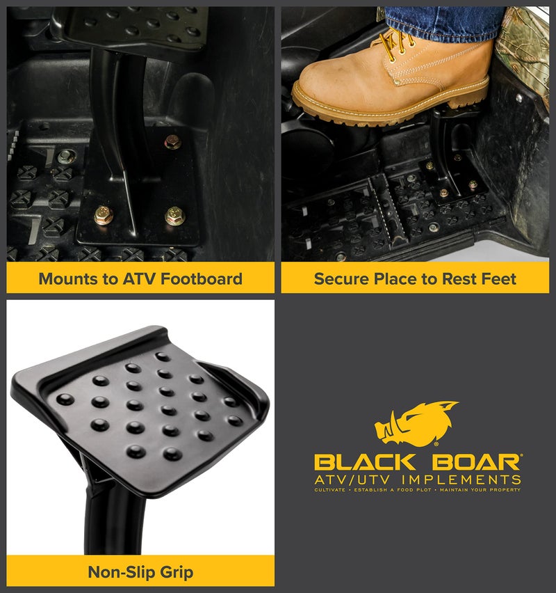 Black Boar ATV Rear Lounger Foot Pedestal - Durable Powder-Coated Cast Aluminum Design & Perforated Surface for Firm Foot Hold - Mounts to Most ATV Footboards - 8-3/8” (H) x 4” (W) - Set of 2 (66017) - Image 3