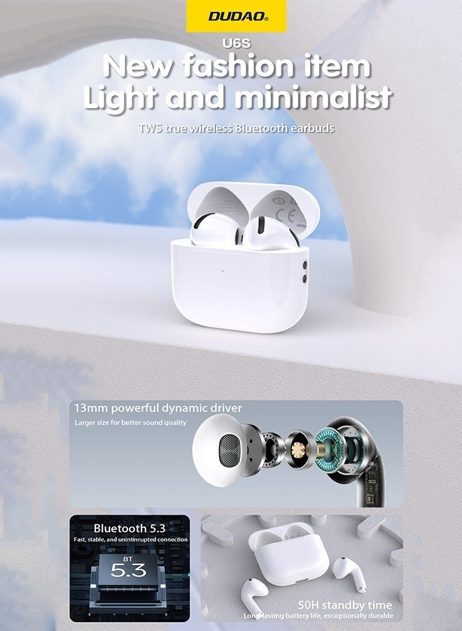 DUDAO U6S Bluetooth Earphones, True Wireless Earbuds, Hi-Fi Sound, Bluetooth 5.3, 50 Hours Battery Life, Ultra-Light 4g - Image 2