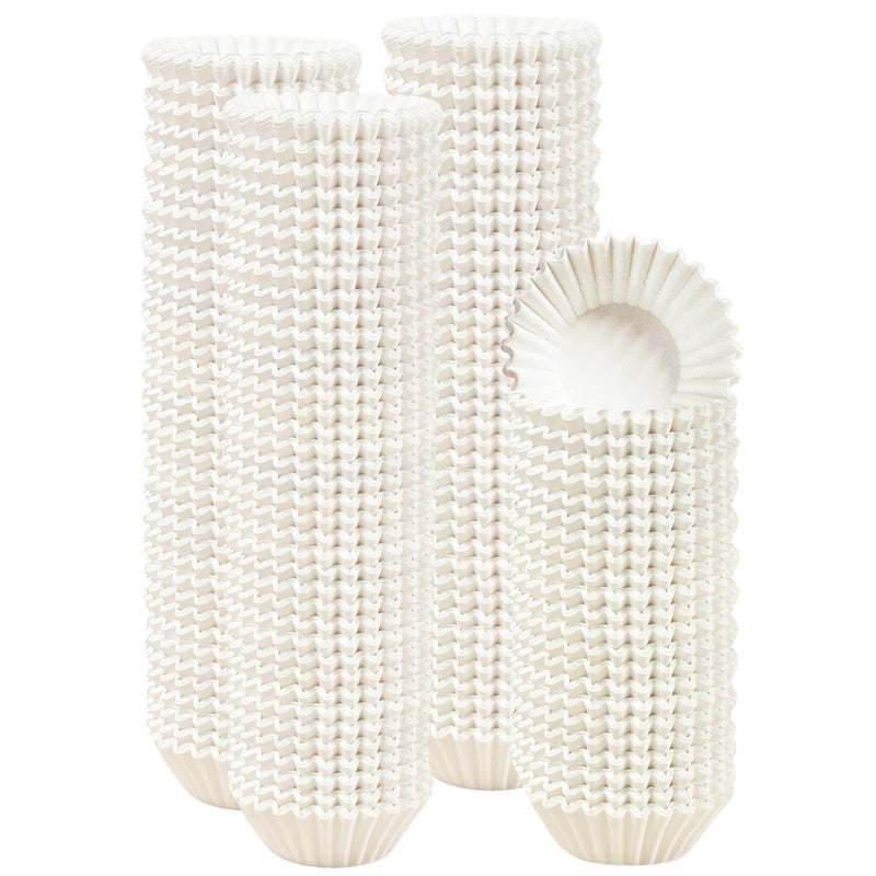 qiqee 600 Count Mini Cupcake Liners White Muffin Liners Food Grade Baking Cups Paper No SmellsSmall Size