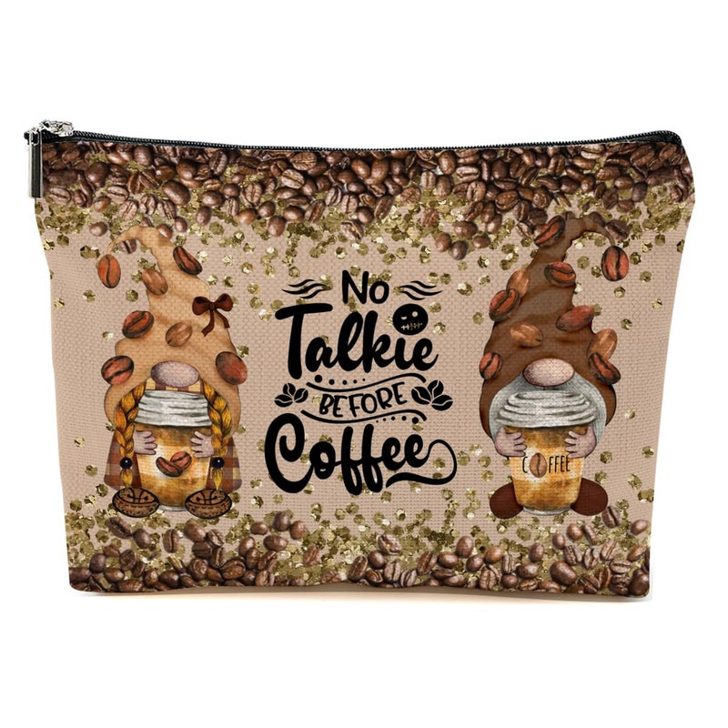 Gnomes Gifts for Women, Cute Coffee Gnome Makeup Bag, Gnome Gifts Funny Gnomes Cosmetic Bag, Coffee Lovers Gift Ideas for Women Girls Bestie Niece, Christmas Graduation Birthday Gifts Toiletry Bag - Image 1