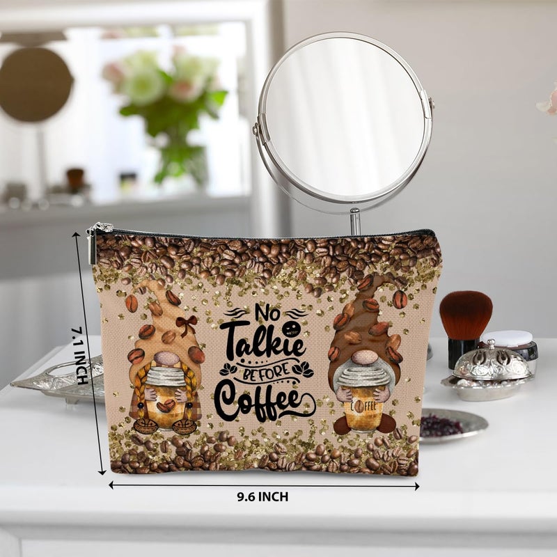 Gnomes Gifts for Women, Cute Coffee Gnome Makeup Bag, Gnome Gifts Funny Gnomes Cosmetic Bag, Coffee Lovers Gift Ideas for Women Girls Bestie Niece, Christmas Graduation Birthday Gifts Toiletry Bag - Image 2