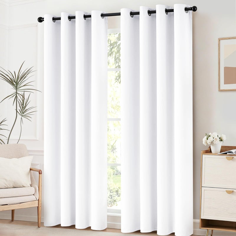 Yakamok Pure White Curtains 84 inch Long, 50% Light Blocking Gormmet Window Treatment Room Darkening Thermal Insulated Curtain Drapes for Living Room Bedroom (52 inch Wide, Set of 2 Panels) - Image 2