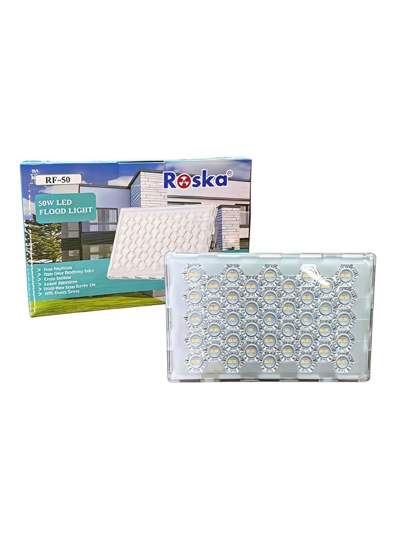 Roska RF-50 LED Flood Light - 50W Outdoor Security Light, High Brightness, IP66 Waterproof, Energy Saving (Daylight) - Image 1