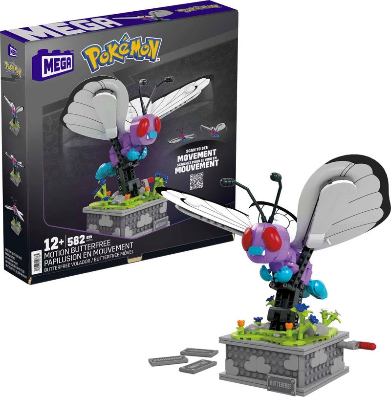 Mega Brands MEGA PokÃ©mon Building Toys Set, Motion Butterfree with 605 Pieces, 7 Inches Tall, Moving Wings, Kids or Adult Collectible - Image 1