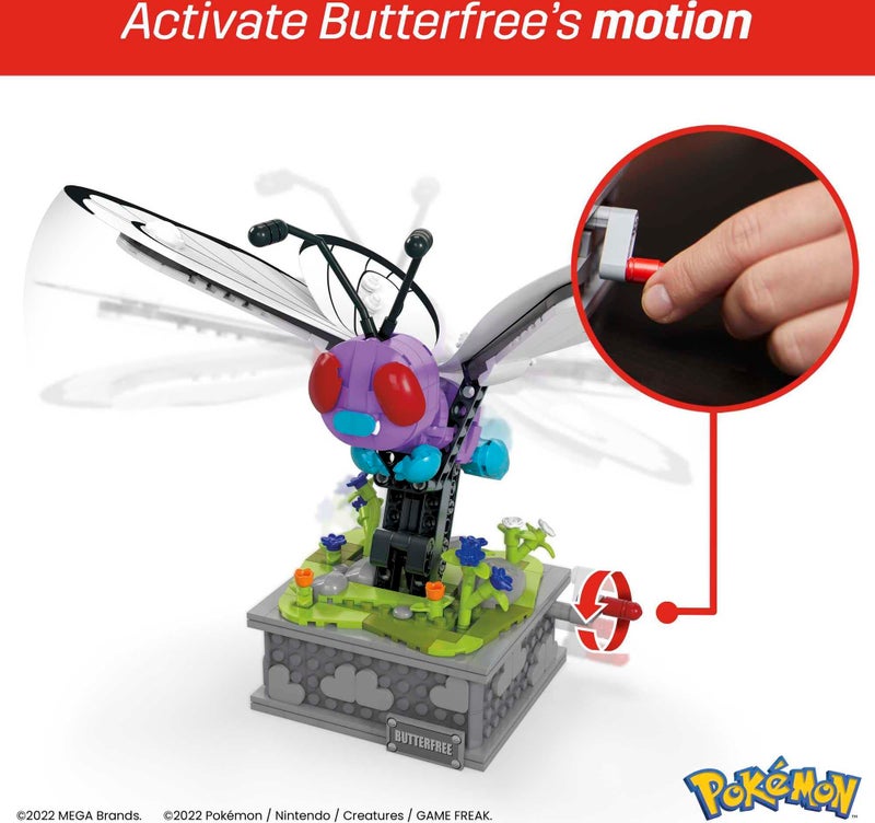 Mega Brands MEGA PokÃ©mon Building Toys Set, Motion Butterfree with 605 Pieces, 7 Inches Tall, Moving Wings, Kids or Adult Collectible - Image 2