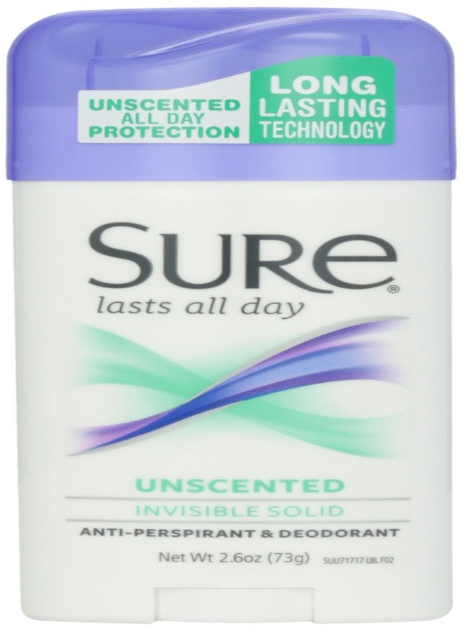 Sure Deodorant Invisible Solid, Unscented - 2.6 oz - Image 1