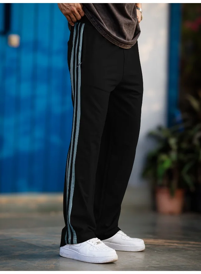 Maniac Maniac Mens ColorBlock Black and Light Grey Color Baggy Fit Pant