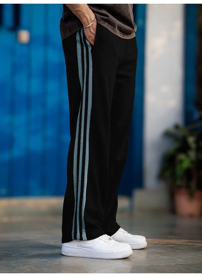 مانياك Maniac Mens ColorBlock Black and Light Grey Color Baggy Fit Pant