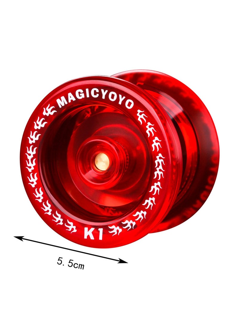 MAGICYOYO K1 Red, Yo-Yo Professional Non-Responsive Yo-Yo For Kids And Adults, With Dual Use Mode, Metal Responsive Mode For Beginners + Yo-Yo Bearing + Ball String - Image 2