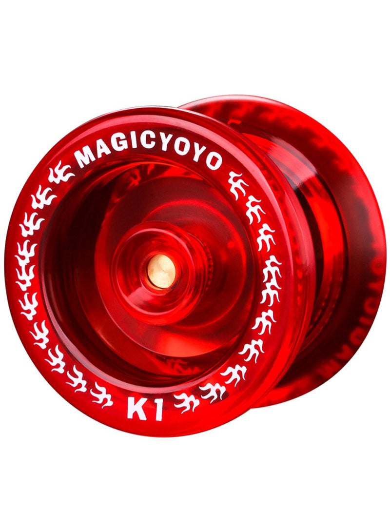 MAGICYOYO K1 Red, Yo-Yo Professional Non-Responsive Yo-Yo For Kids And Adults, With Dual Use Mode, Metal Responsive Mode For Beginners + Yo-Yo Bearing + Ball String - Image 1