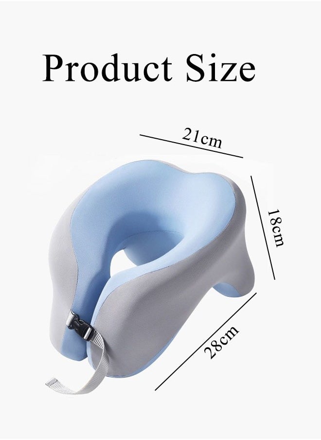 Generic - U-Shaped Pillow Travel Pillow Airplane Neck Pillow Neck & Head Support Pillow Memory Foam Neck Pillow Suitable for Sleeping Airplane Car Office and Home（Light Blue) - Image 1