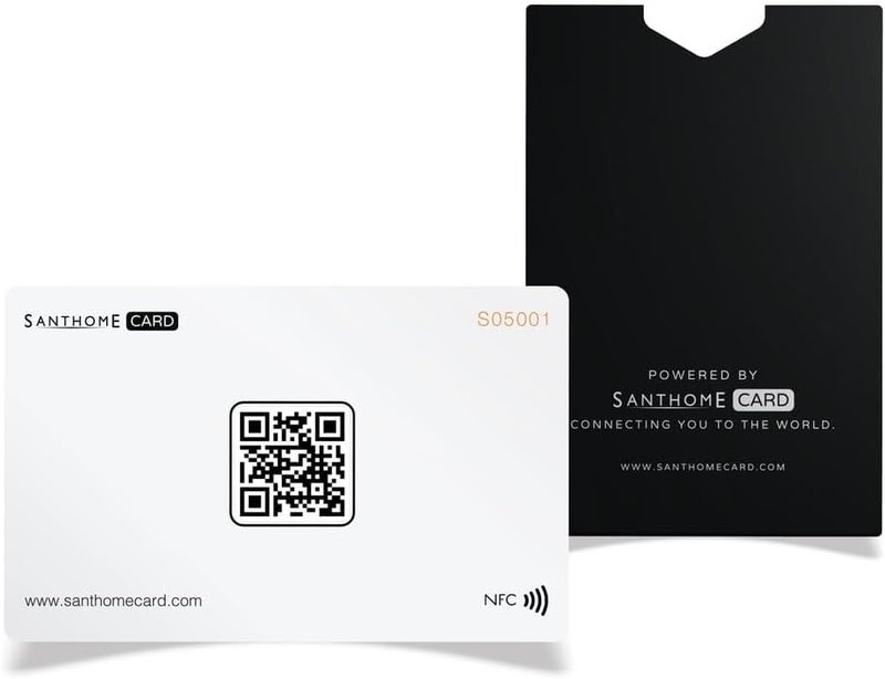 سانثوم بطاقة الأعمال الرقمية | بطاقة أعمال ذكية NFC نقرة + مسح رمز الاستجابة السريعة للاتصال الفوري، متوافقة مع iOS وAndroid بدون تثبيت تطبيق (متوافقة مع اللائحة العامة لحماية البيانات) (عبوة من 5، أبيض) - Image 1