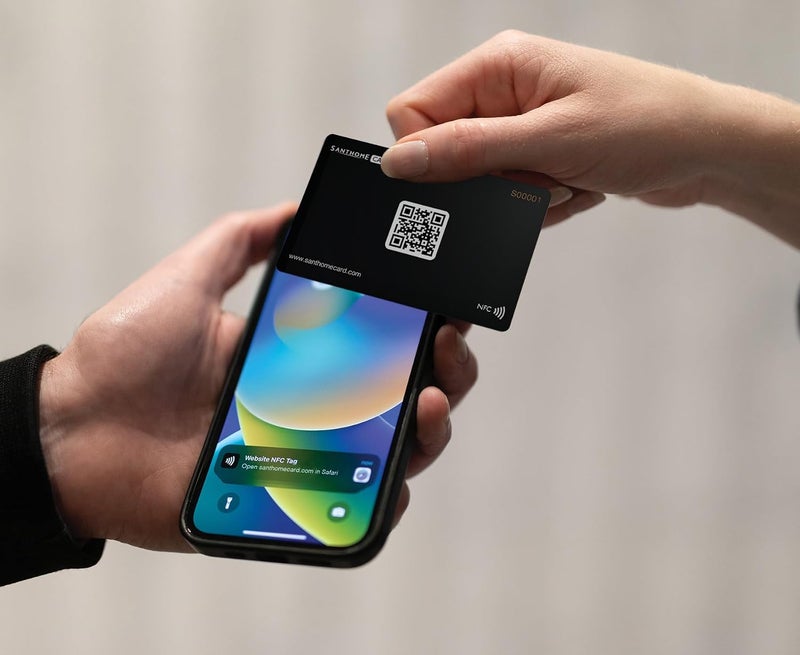 سانثوم بطاقة الأعمال الرقمية | بطاقة أعمال ذكية NFC نقرة + مسح رمز الاستجابة السريعة للاتصال الفوري، متوافقة مع iOS وAndroid بدون تثبيت تطبيق (متوافقة مع اللائحة العامة لحماية البيانات) (عبوة من 5، أبيض) - Image 2