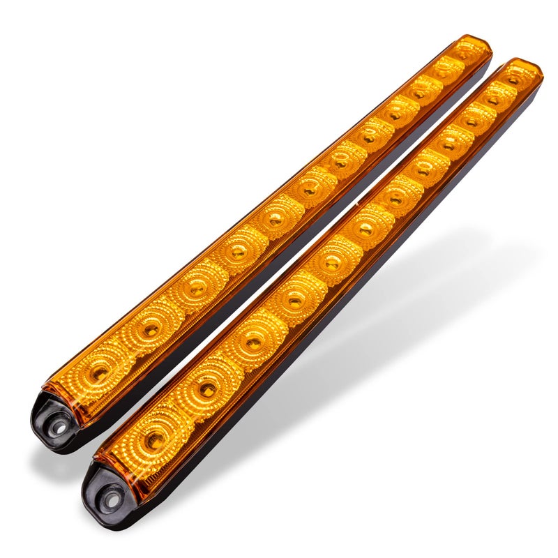شريط إضاءة LED 16 12 أمبر من TRUE MODS مع إشارة دوران متسلسلة وخطر مطابق لمعايير DOT FMVSS 108 SAE I6P2 IP67 مقاوم للماء لمؤشر جانبي خلفي لمقطورة للدراجات النارية والقوارب