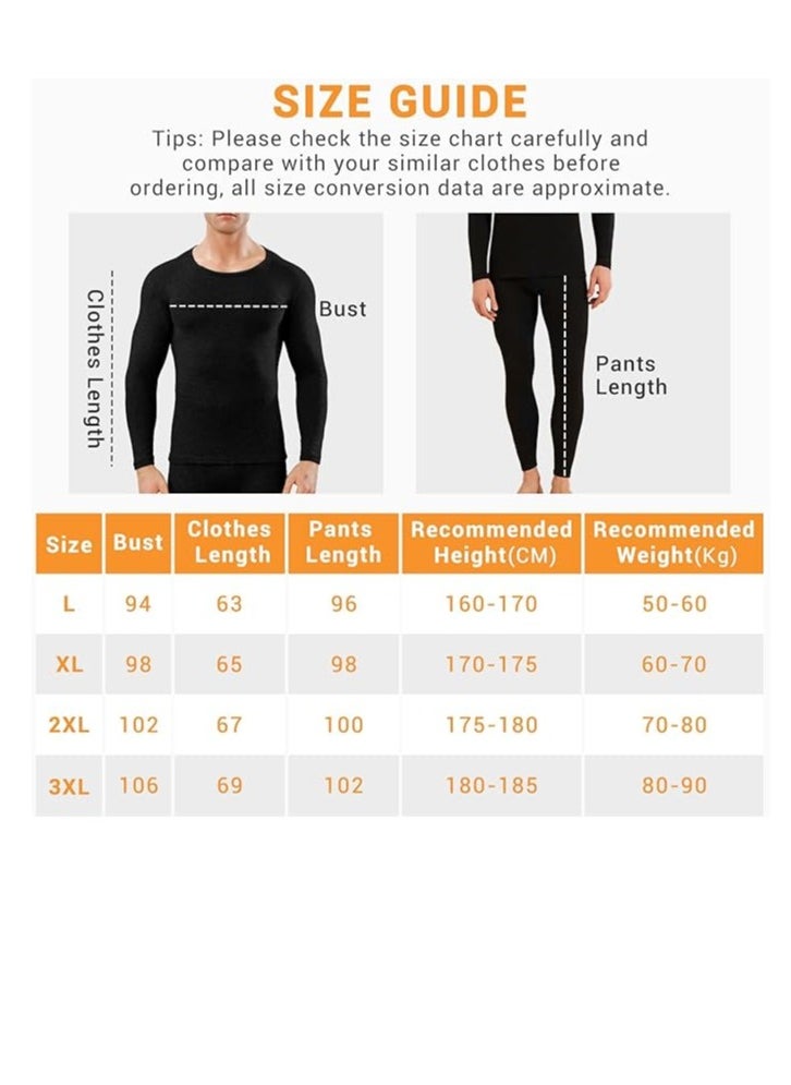 RATSAW - Men's Thermal Underwear Set Long Johns Ultra Soft Fleece Lined Base Layer Set for Cold Weather Thermal Underwear for Men Long Sleeve Pajama Top and Bottom Set L - Image 1