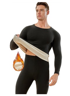 Men's Thermal Underwear Set Long Johns Ultra Soft Fleece Lined Base Layer Set for Cold Weather Thermal Underwear for Men Long Sleeve Pajama Top and Bottom Set L