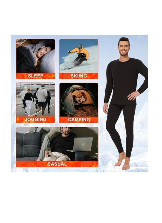 RATSAW - Men's Thermal Underwear Set Long Johns Ultra Soft Fleece Lined Base Layer Set for Cold Weather Thermal Underwear for Men Long Sleeve Pajama Top and Bottom Set L - Image 1