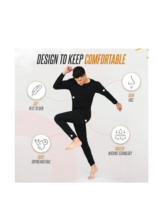RATSAW - Men's Thermal Underwear Set Long Johns Ultra Soft Fleece Lined Base Layer Set for Cold Weather Thermal Underwear for Men Long Sleeve Pajama Top and Bottom Set L - Image 1