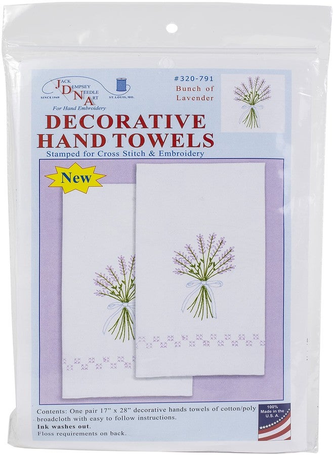 Jack Dempsey Needle Art Jack Dempsey Lavender Hand Towels, White, 28.00" x 17.00" - Image 1