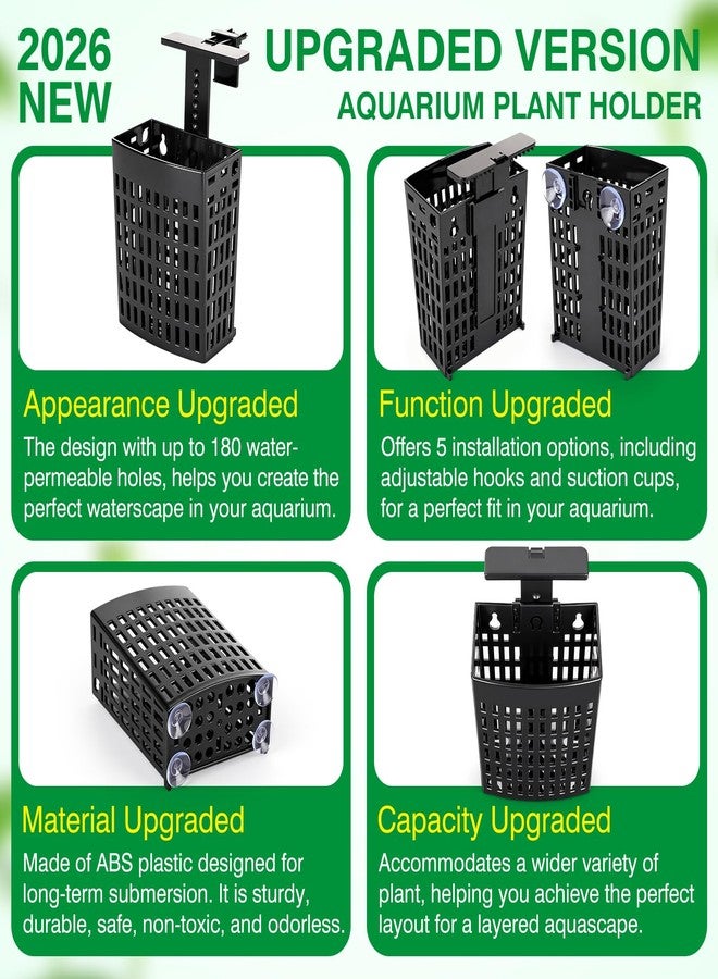 Borlech 2026 Latest Upgraded Aquarium Plant Holder Adjustable Height with Extendable Hook and Suction Cup for Fish Tank Aquaponic Plant Cultivation and Aquascape Accessories Decorations (4 Pack) - Image 3