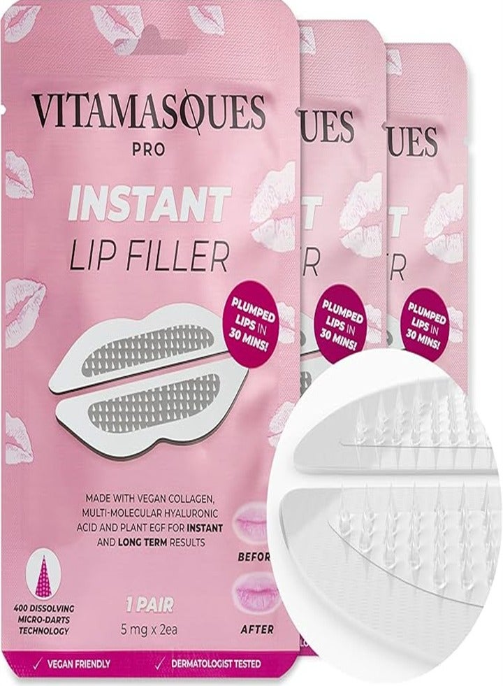 Instant Lip Plumper for plump lips in 30 minutes - Contains Vegan Collagen, Multi-Molecular Hyaluronic Acid and 400 Dissolvable Micro-Darts Technology for instant, long-lasting results (Pack of 3) - Image 1