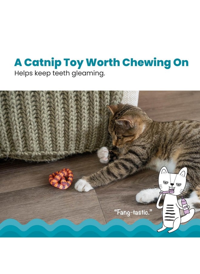 Catstages Plaque Away Pretzel Cat Toy - Interactive Catnip Dental Chew Toy to Help Clean Teeth, Fun for Play and Chewing, Orange - Image 2