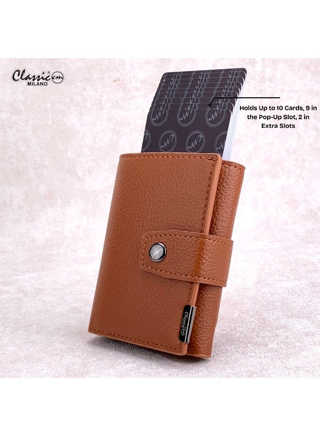 كلاسيك ميلانو محفظة كلاسيك ميلانو بحماية RFID للرجال والنساء - حامل بطاقات أوتوماتيكي بتصميم بوب أب - محفظة بطاقات آمنة ومدمجة للرجال - محفظة أنيقة للرجال والنساء  - Image 2