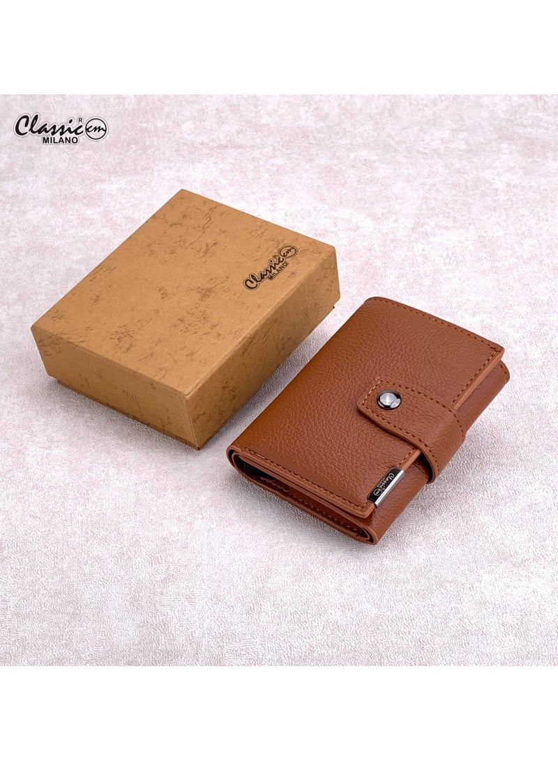 Classic Milano Faux Leather RFID Blocking Pop Up Wallet for Men and Women - Automatic Card Holder Wallet with Pop-up Design - Secure, Compact Credit Card Holder for Men - Stylish Wallet for Men & Women’s RFID Card Wallet - Image 1