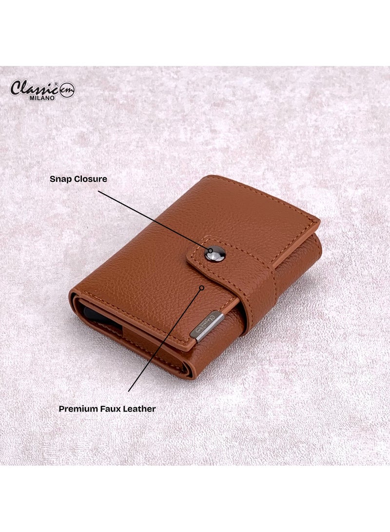 Classic Milano Faux Leather RFID Blocking Pop Up Wallet for Men and Women - Automatic Card Holder Wallet with Pop-up Design - Secure, Compact Credit Card Holder for Men - Stylish Wallet for Men & Women’s RFID Card Wallet - Image 4