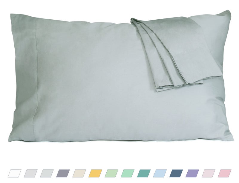 HOMTEC Cotton Pillow Cases Standard Size  20 by 30 inches Queen Pillowcases  Gray Pillow Cases Set of 2  Pillow Cases Queen Cotton Percale Weave Pre-Shrunk Breathable and Hypoallergenic  Storm Gray - Image 1