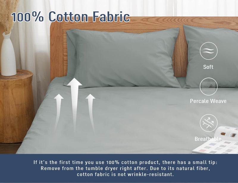 HOMTEC Cotton Pillow Cases Standard Size  20 by 30 inches Queen Pillowcases  Gray Pillow Cases Set of 2  Pillow Cases Queen Cotton Percale Weave Pre-Shrunk Breathable and Hypoallergenic  Storm Gray - Image 4