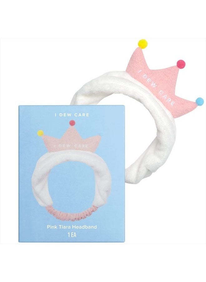 I DEW CARE I Dew Care Face Wash Headband - Pink Tiara | Head band for Face Washing & Skincare, Spa Day, Soft & Fuzzy, Cute for Makeup, Shower, Teen Girls Stuff, Princess Style Crown, Hair Band, Gift (1 Count)  - Image 1
