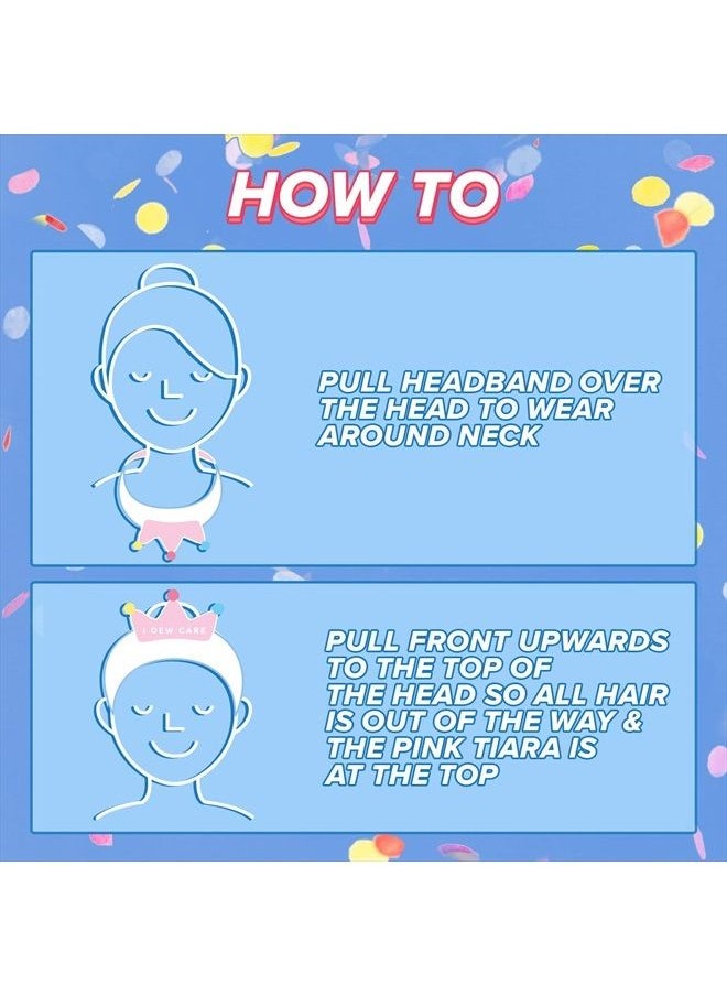I DEW CARE I Dew Care Face Wash Headband - Pink Tiara | Head band for Face Washing & Skincare, Spa Day, Soft & Fuzzy, Cute for Makeup, Shower, Teen Girls Stuff, Princess Style Crown, Hair Band, Gift (1 Count)  - Image 4