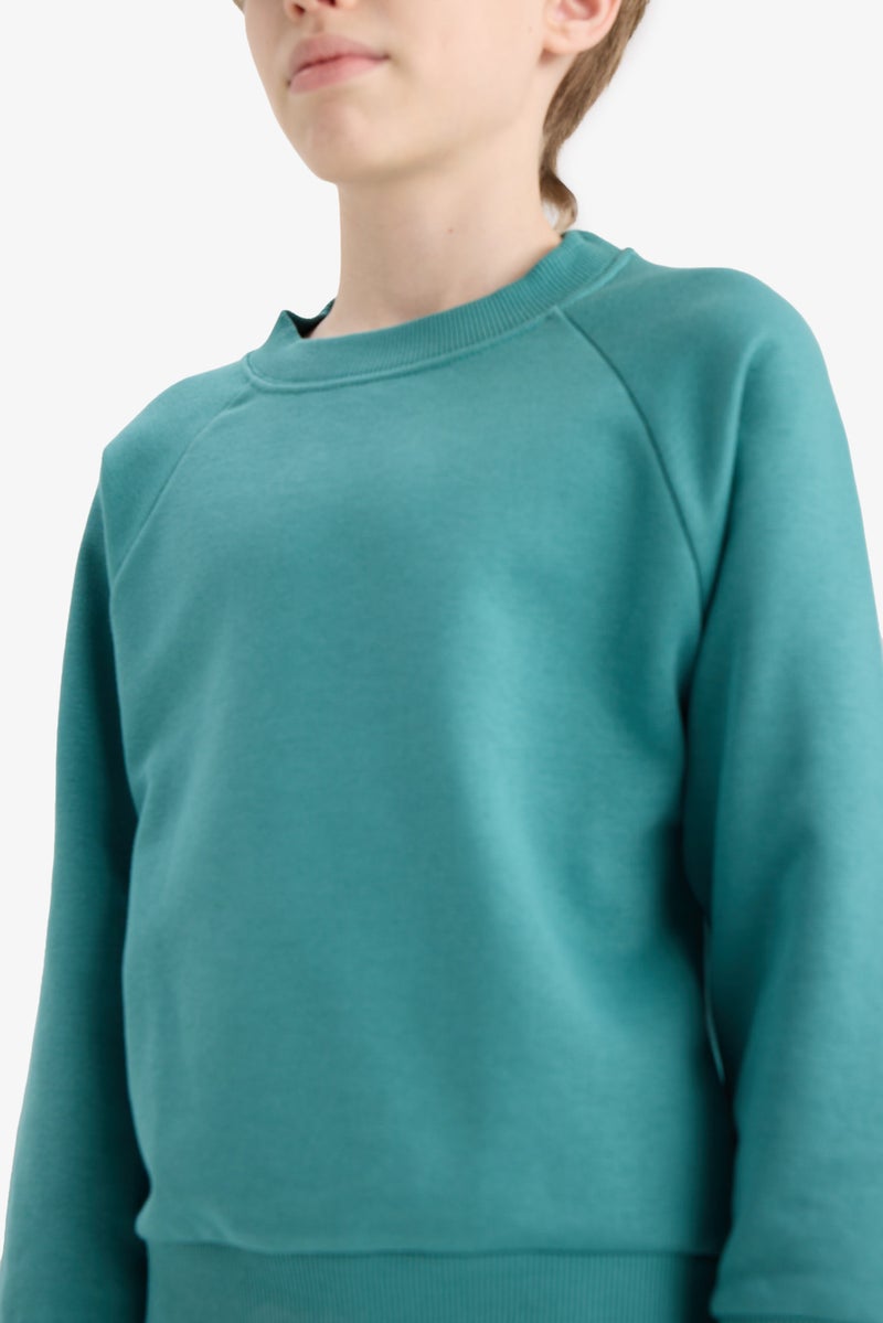 DeFacto Green Boy Boy Basic Crew Neck Sweatshirt Casual - Image 5
