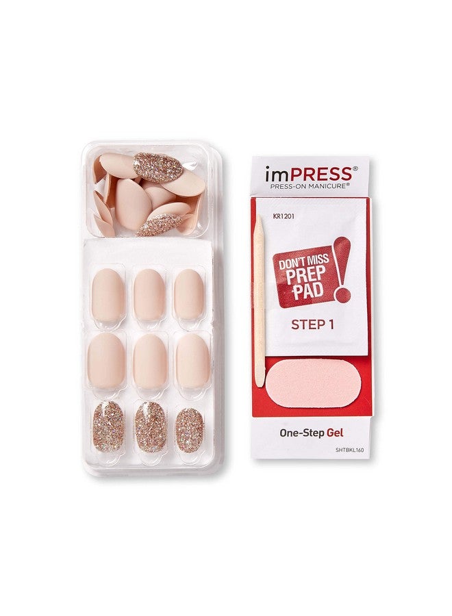 Impress KISS imPRESS No Glue Mani Press On Nails, Design, 'Evanesce', Beige, Short Size, Oval Shape, Includes 30 Nails, Prep Pad, Instructions Sheet, 1 Manicure Stick, 1 Mini File - Image 5