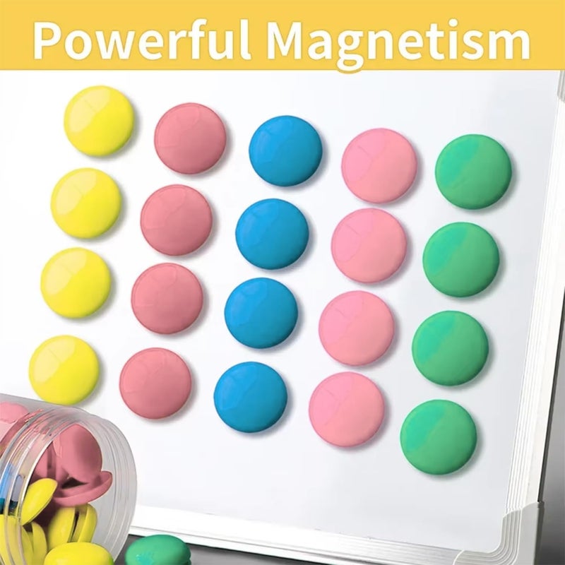 KRAFTELLA Colorful Pastel Color Magnet for Magnetic WhiteBoards Sticky Stick Notes Photos Charts Notice BoardPlanning Magnets Fridge Magnetic Button 30 mm Pack of 24 - Image 2