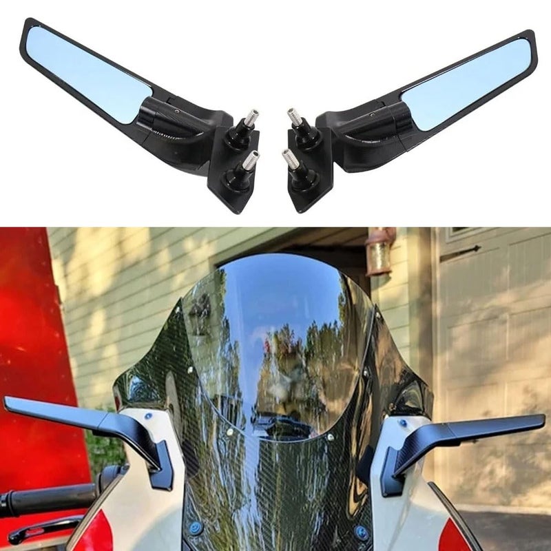 CNC Aluminum Motorcycle Mirrors Adjustable Wind Wing Side Mirrors AntiGlare Rearview Mirrors Fits for BMW S1000RR 20192024 Black Motorcycle Rear View Mirror Year 20192024